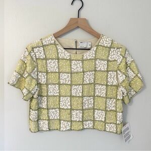 ASOS Green Checkered Sequin Top Size 4 NWT